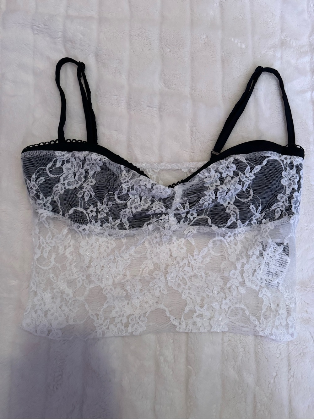 SHEIN Black & White Lace Bandeau Cami